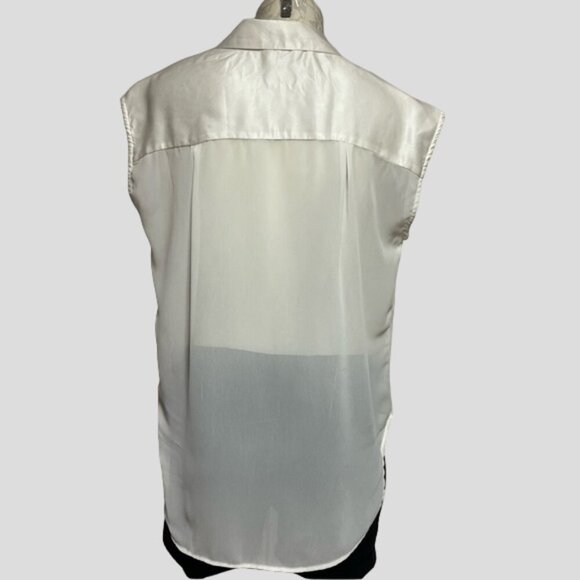 NWOT Buffalo David Bitton Sheer Off White Sleeveless Beaded Blouse Top - Picture 2 of 10